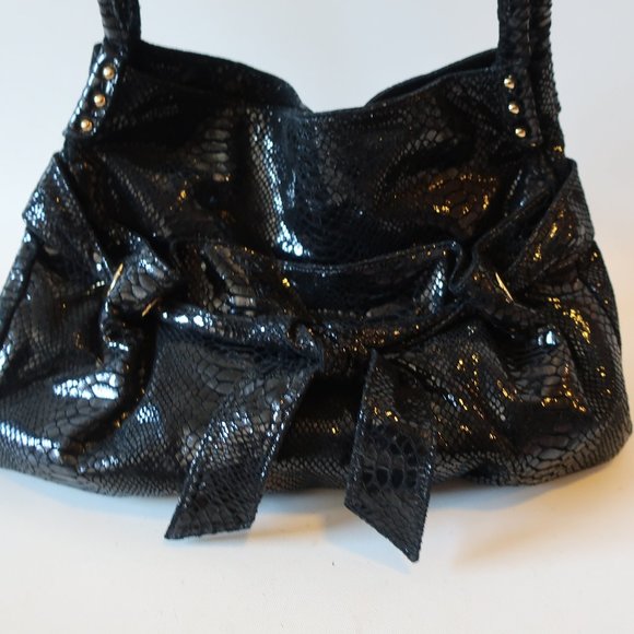 PERLINA STUDIO EMBOSSED PATENT  LEATHER HANDBAG * - Picture 5 of 10